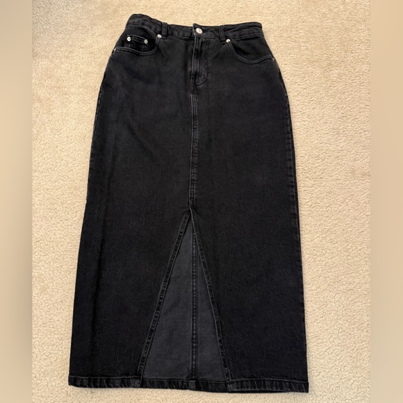 ASOS Dresses & Skirts - Asos long black denim skirt. Size 6 petite